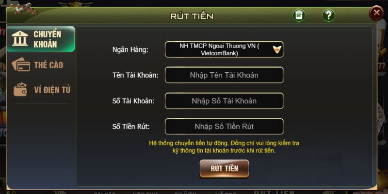 Rút tiền B52 Club nhanh chóng dễ dàng